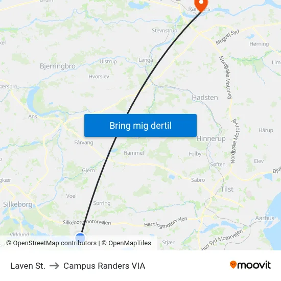 Laven St. to Campus Randers VIA map