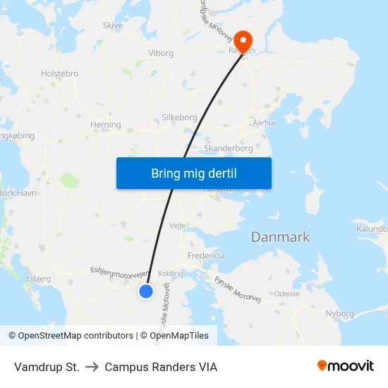 Vamdrup St. to Campus Randers VIA map