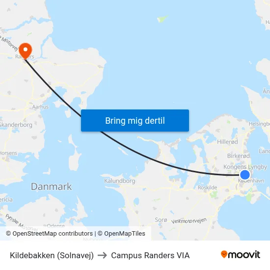 Kildebakken (Solnavej) to Campus Randers VIA map