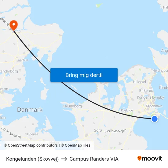 Kongelunden (Skovvej) to Campus Randers VIA map