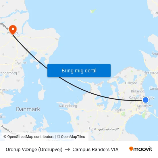 Ordrup Vænge (Ordrupvej) to Campus Randers VIA map