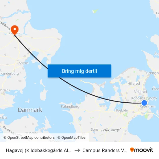 Hagavej (Kildebakkegårds Allé) to Campus Randers VIA map
