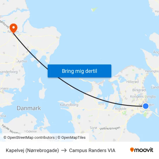 Kapelvej (Nørrebrogade) to Campus Randers VIA map