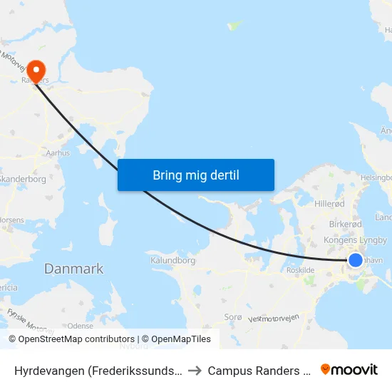 Hyrdevangen (Frederikssundsvej) to Campus Randers VIA map