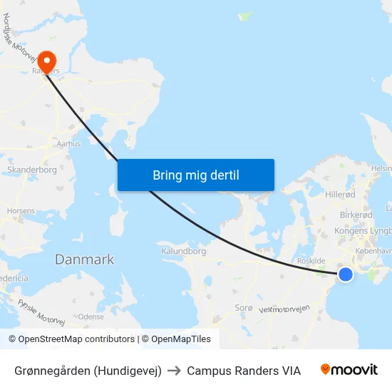 Grønnegården (Hundigevej) to Campus Randers VIA map