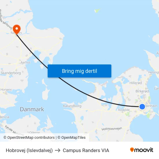 Hobrovej (Islevdalvej) to Campus Randers VIA map