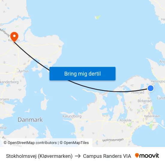 Stokholmsvej (Kløvermarken) to Campus Randers VIA map