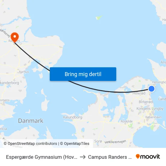 Espergærde Gymnasium (Hovvej) to Campus Randers VIA map