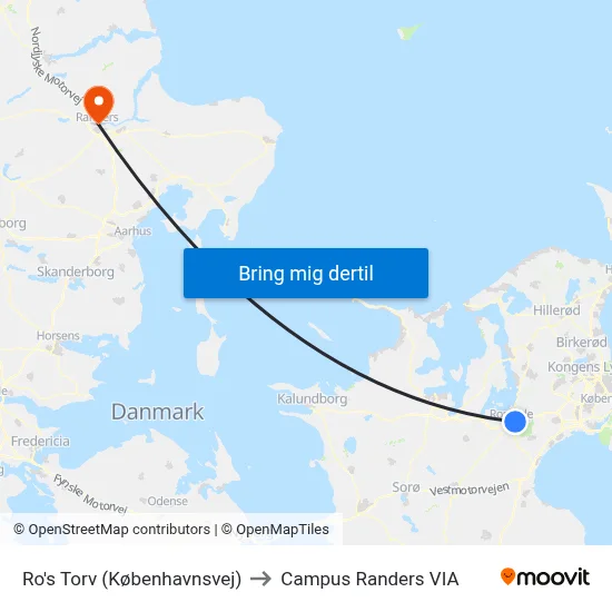 Ro's Torv (Københavnsvej) to Campus Randers VIA map