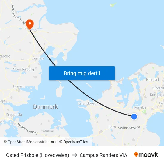 Osted Friskole (Hovedvejen) to Campus Randers VIA map