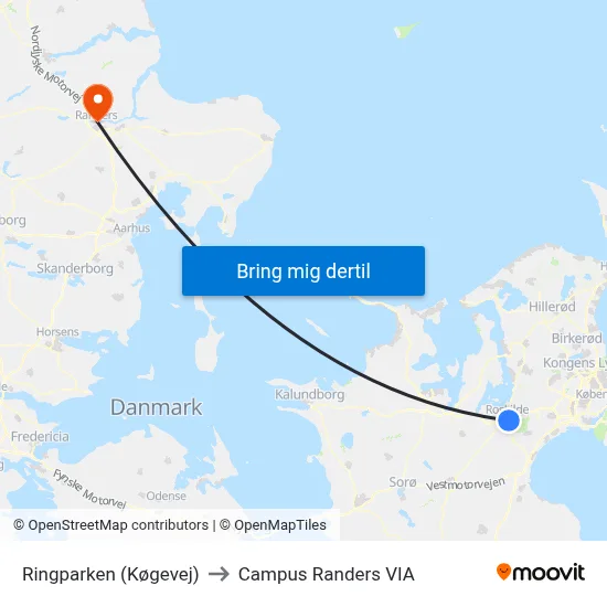 Ringparken (Køgevej) to Campus Randers VIA map