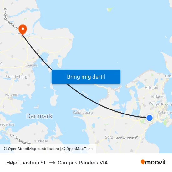 Høje Taastrup St. to Campus Randers VIA map