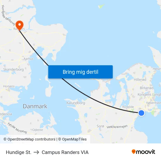Hundige St. to Campus Randers VIA map