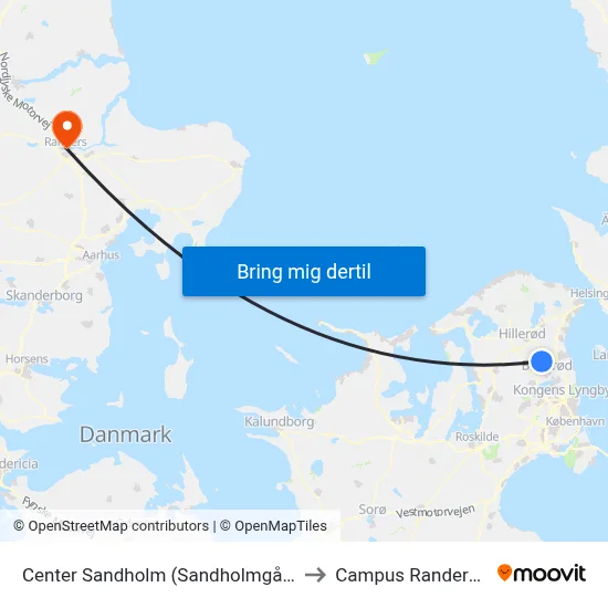 Center Sandholm (Sandholmgårdsvej) to Campus Randers VIA map