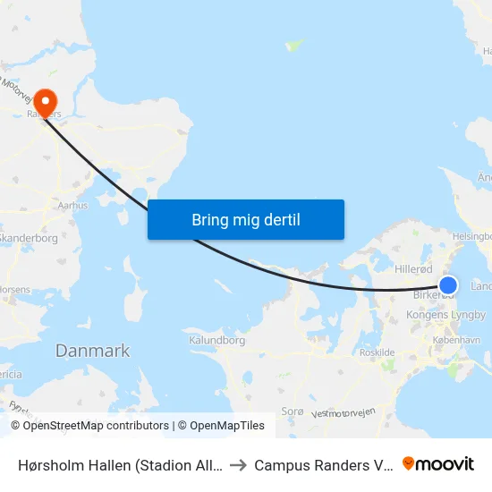 Hørsholm Hallen (Stadion Allé) to Campus Randers VIA map