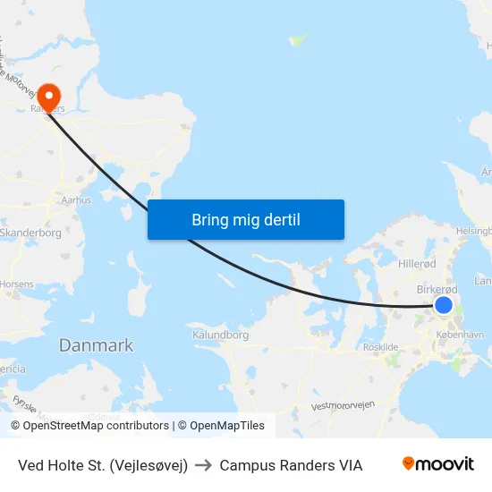 Ved Holte St. (Vejlesøvej) to Campus Randers VIA map