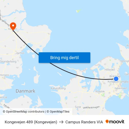 Kongevejen 489 (Kongevejen) to Campus Randers VIA map