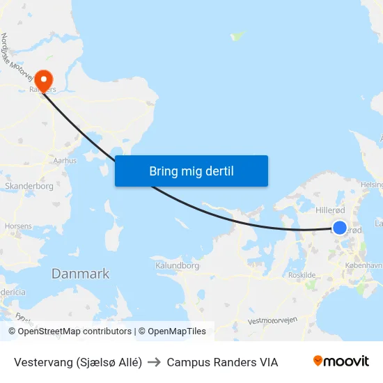 Vestervang (Sjælsø Allé) to Campus Randers VIA map
