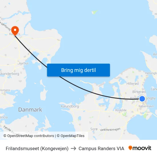 Frilandsmuseet (Kongevejen) to Campus Randers VIA map