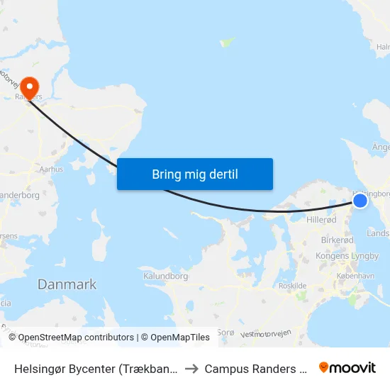 Helsingør Bycenter (Trækbanen) to Campus Randers VIA map