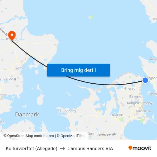 Kulturværftet (Allegade) to Campus Randers VIA map
