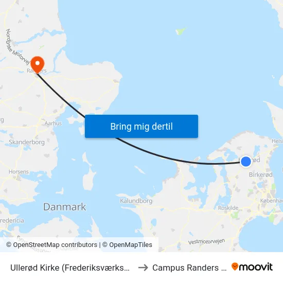 Ullerød Kirke (Frederiksværksgade) to Campus Randers VIA map