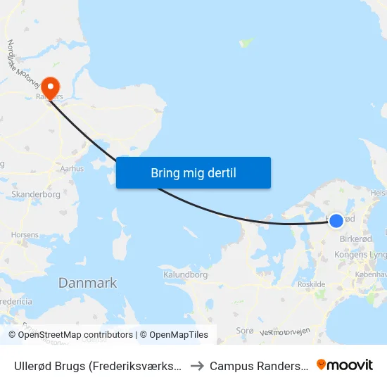 Ullerød Brugs (Frederiksværksgade) to Campus Randers VIA map
