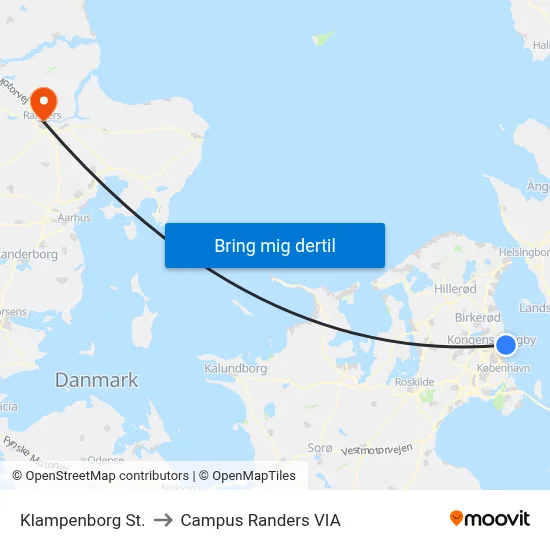 Klampenborg St. to Campus Randers VIA map