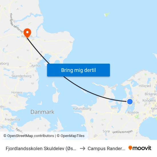 Fjordlandsskolen Skuldelev (Østergade) to Campus Randers VIA map