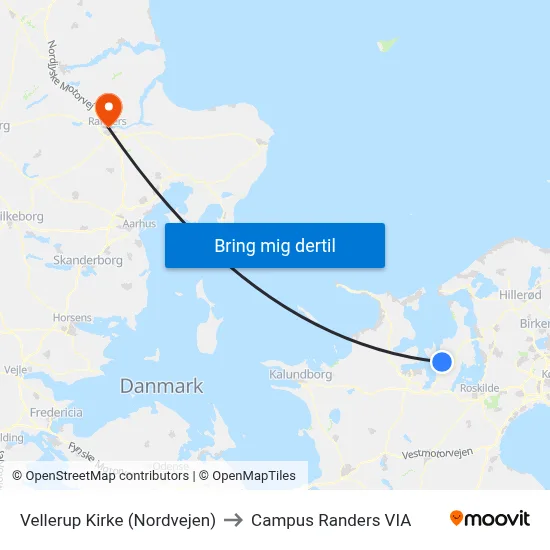 Vellerup Kirke (Nordvejen) to Campus Randers VIA map