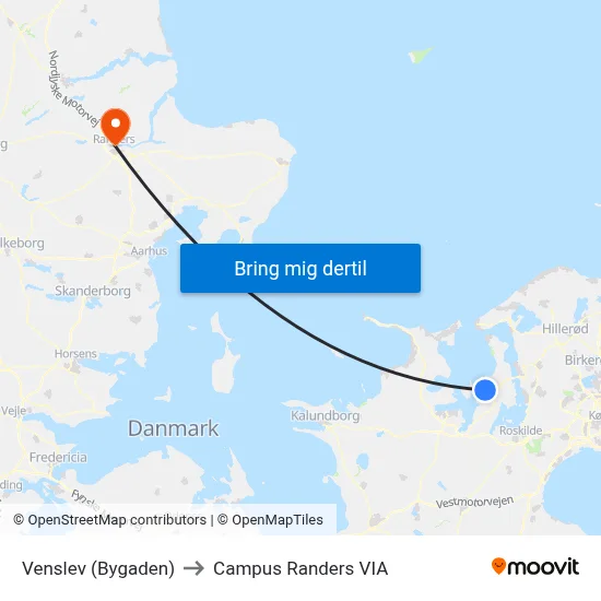 Venslev (Bygaden) to Campus Randers VIA map