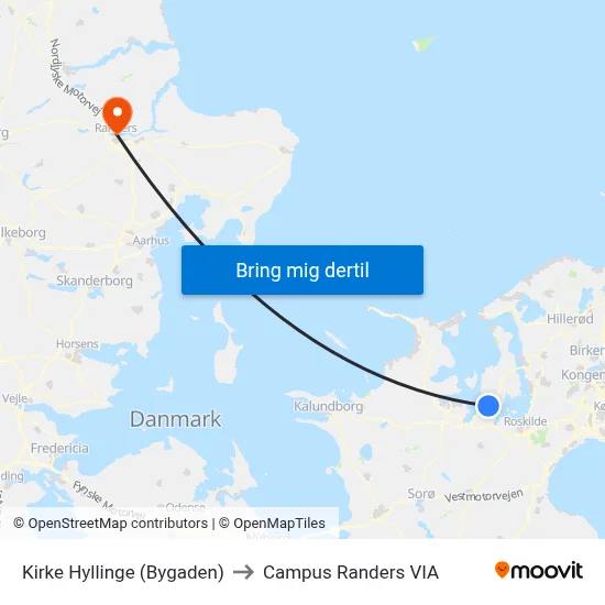 Kirke Hyllinge (Bygaden) to Campus Randers VIA map