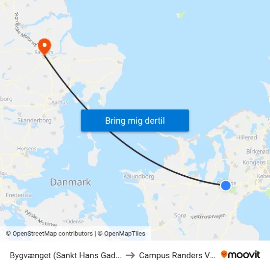 Bygvænget (Sankt Hans Gade) to Campus Randers VIA map