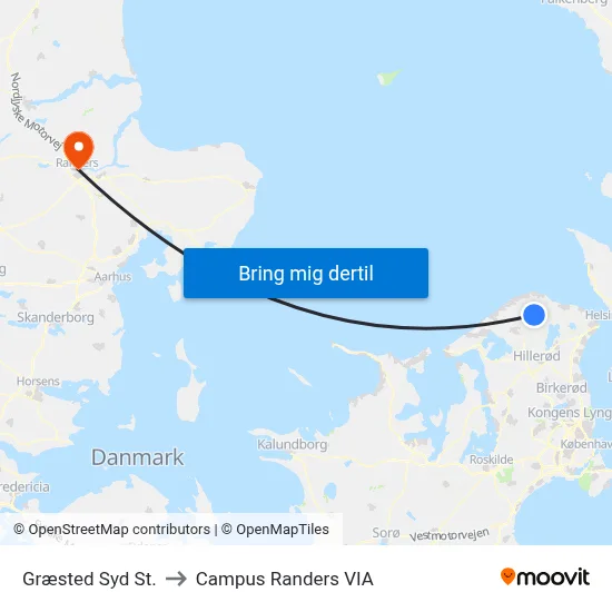 Græsted Syd St. to Campus Randers VIA map