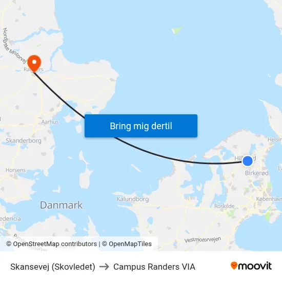 Skansevej (Skovledet) to Campus Randers VIA map