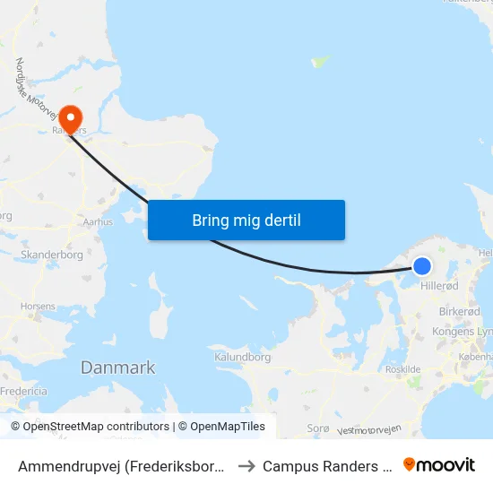 Ammendrupvej (Frederiksborgvej) to Campus Randers VIA map