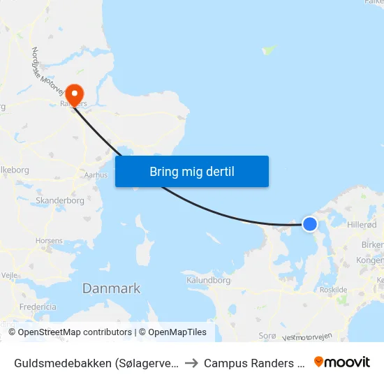 Guldsmedebakken (Sølagervejen) to Campus Randers VIA map