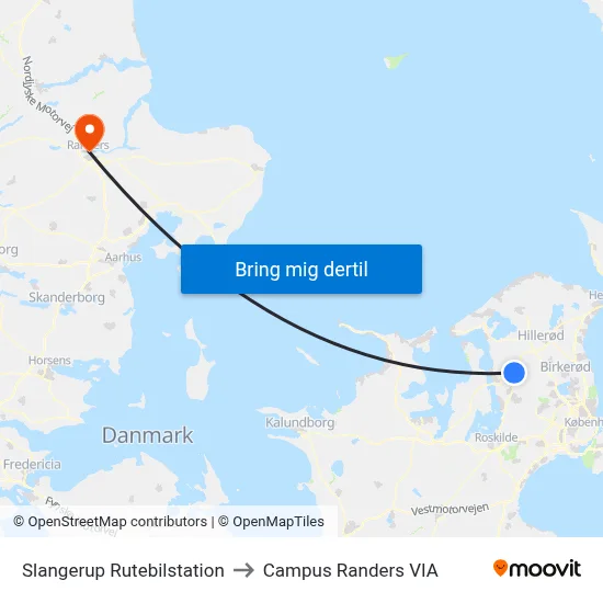 Slangerup Rutebilstation to Campus Randers VIA map