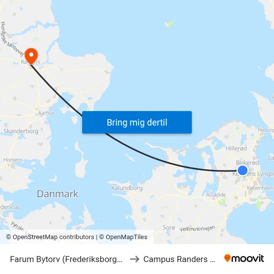Farum Bytorv (Frederiksborgvej) to Campus Randers VIA map