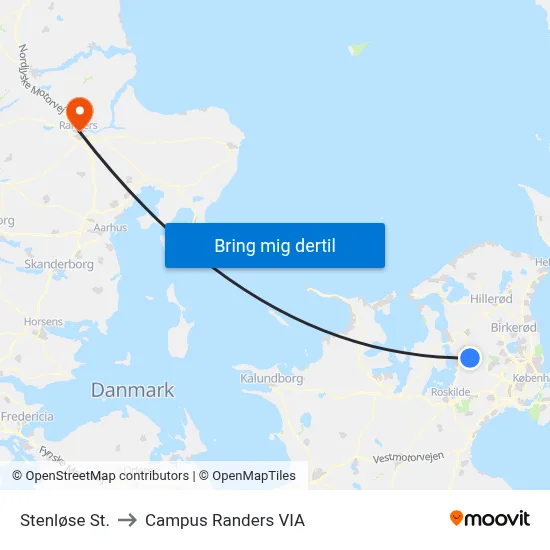 Stenløse St. to Campus Randers VIA map