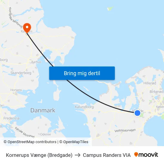 Kornerups Vænge (Bredgade) to Campus Randers VIA map