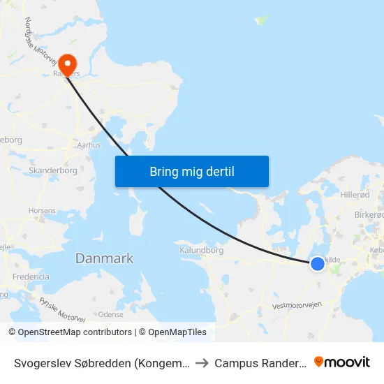 Svogerslev Søbredden (Kongemarksvej) to Campus Randers VIA map