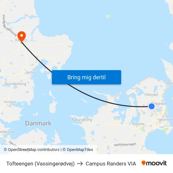 Tofteengen (Vassingerødvej) to Campus Randers VIA map