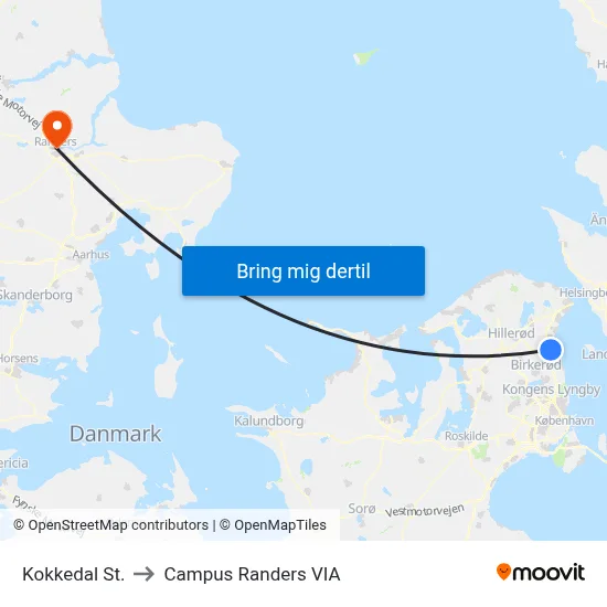 Kokkedal St. to Campus Randers VIA map