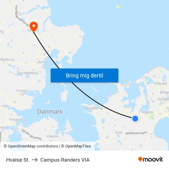 Hvalsø St. to Campus Randers VIA map