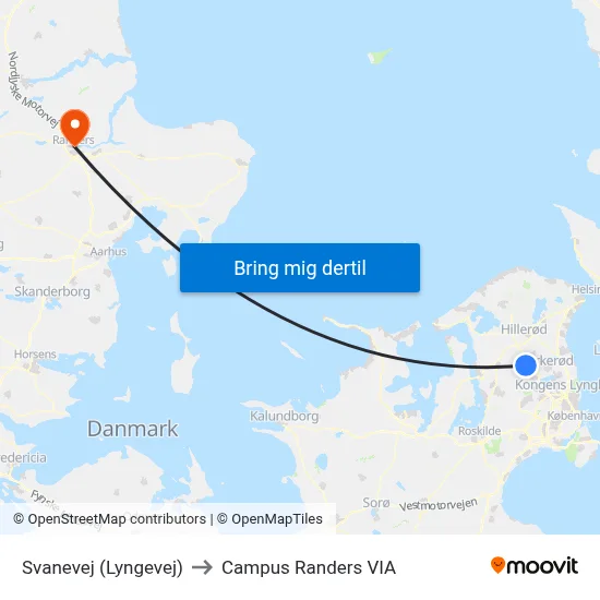 Svanevej (Lyngevej) to Campus Randers VIA map