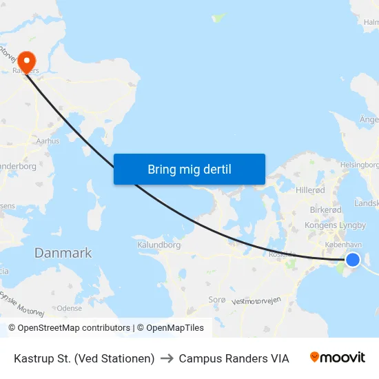 Kastrup St. (Ved Stationen) to Campus Randers VIA map