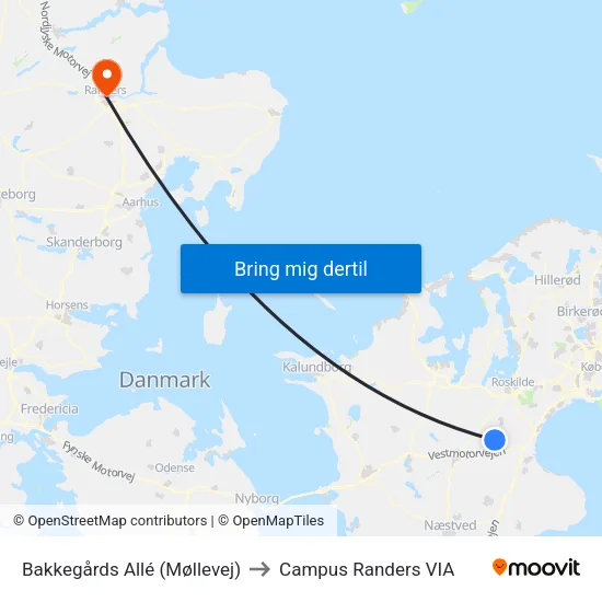 Bakkegårds Allé (Møllevej) to Campus Randers VIA map