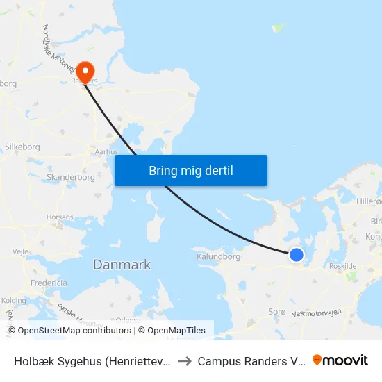 Holbæk Sygehus (Henriettevej) to Campus Randers VIA map