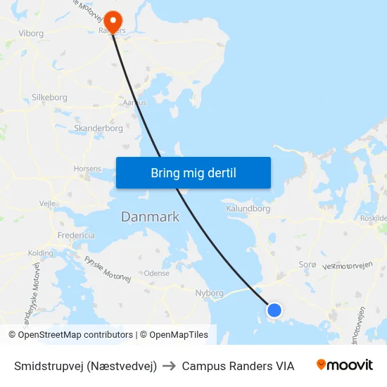 Smidstrupvej (Næstvedvej) to Campus Randers VIA map
